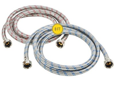 Washing Machine Hoses 8FT - OCT Connect for Easy & Secure Tightening - Univer...