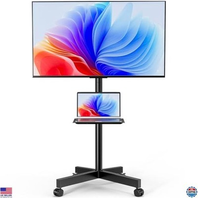 Adjustable Mobile TV Stand for 23-65'' Screens - Rolling Cart with Tilt Mount,