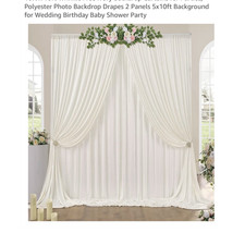 Ivory Polyester Wrinkle Free Floral Backdrop Curtains 2 Panels 5x10ft 10x10ft