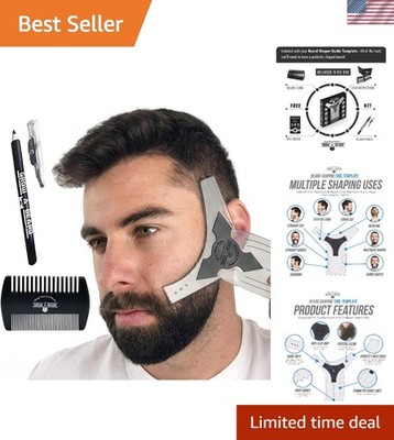 Beard Shaper & Styling Tool Set: Dual Comb & Pencil Liner for Precision Grooming