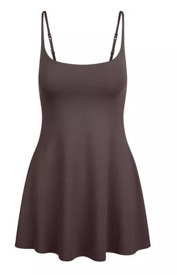 skims smooth layers mini dress @SKIMS smooth layers scoop neck cami and skims smooth layers mini skort. @TONY BIANCO Tuscany heels #ootd #outfitinspo #skims #cuteoutfits