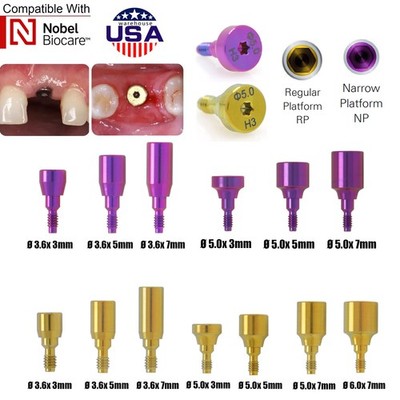 5Pcs Dental Healing Cap Abutment RP/NP Cover Screw Fit Nobel Active  3.6/5.0/6.0
