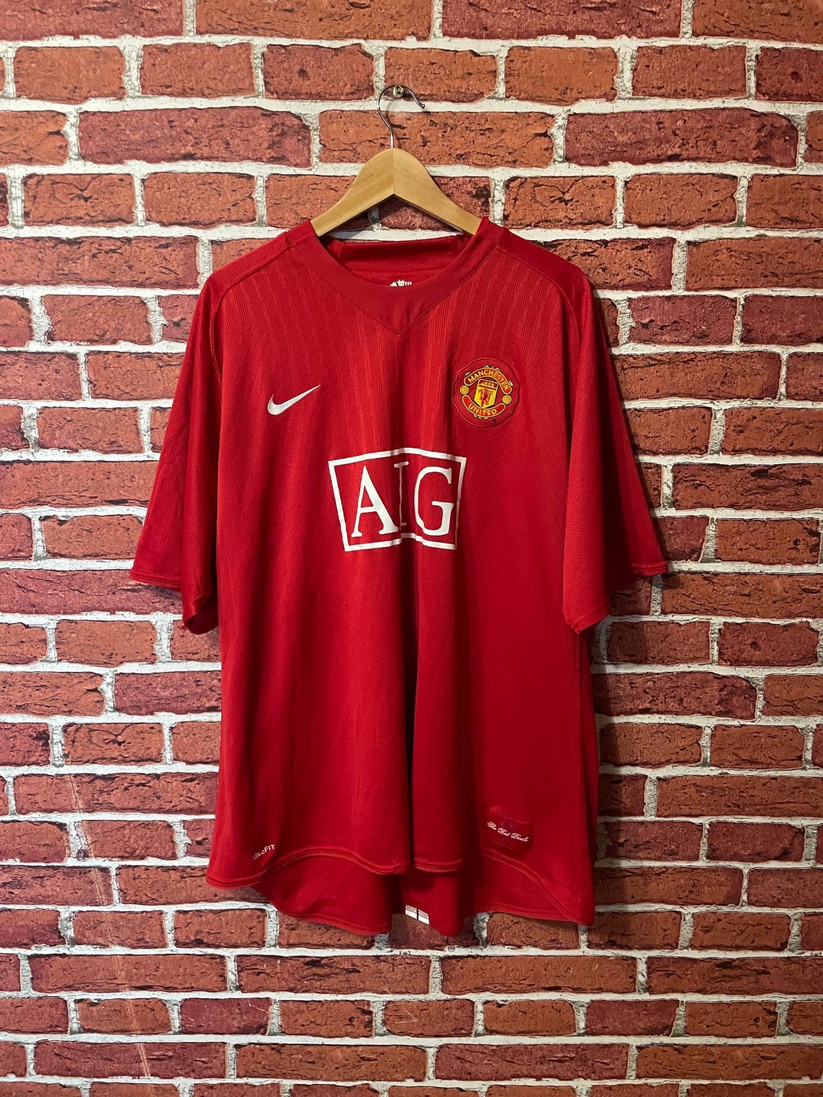 Manchester United 2007-09 Home Jersey Nike AIG Ronaldo Era Red Kit Adult 3XL