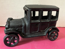 VTG Iron Art JM 137 Black Cast Iron Ford Four-door Model T Toy Car--pre-owned