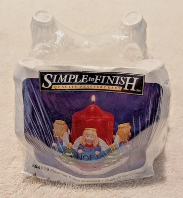 Vintage Plastercraft Simple to Finish Angels (4) Christmas Candle Holder Kit NOS