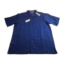 Daniel Cremieux Signature Button Up Shirt Mens Size LG Blue Short Sleeve New NWT