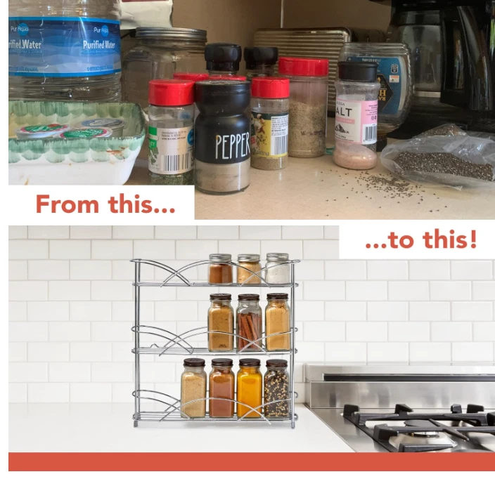 Organizador de estante para especias Spectrum de 3 niveles - Estante de cocina, despensa y baño Foto 4 de 4