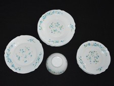 Lot assiettes creuses plates dessert ARCOPAL Myosotis Veronica bleu vintage 70's
