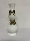 Vintage Mini Oil Lamp Milk Glass Hurricane Lamp Butterfly Shade