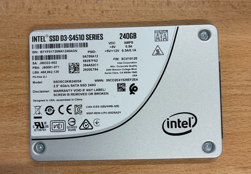SSDSC2KB240G8 Intel 240GB SATA Enterprise SSD D3-S4510 Series 2,5” 100% Health