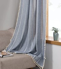 Boho Curtains for Bedroom Living Room 63 Inch Length Light Blue Country