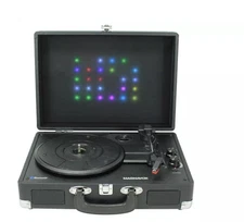 Magnavox Stereo Suitcase Turntable System  W/RGB Changing Lights BlueTooth 