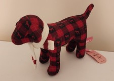 Victoria  s Secret Pink Stuffed Dog Plush Red w/Scarf 7"Animal Collectible w/tag 