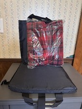 Vintage 90s Nylon Padded Stadium Folding Seat W/ Fleece Blanket Set New Unused