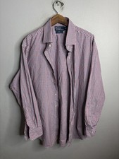 Polo Ralph Lauren Shirt Mens 17 32/33 Red Blue Check Regent Custom Fit Button Up