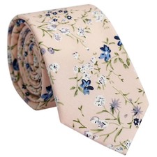 Men's Cotton Floral Skinny Tie Flower Print Necktie for Wedding Gift Box