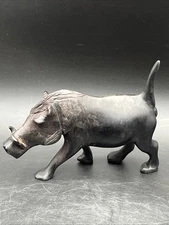 Handcarved Black Wooden Warthog Wild Boar Pig Figurine *AS IS*