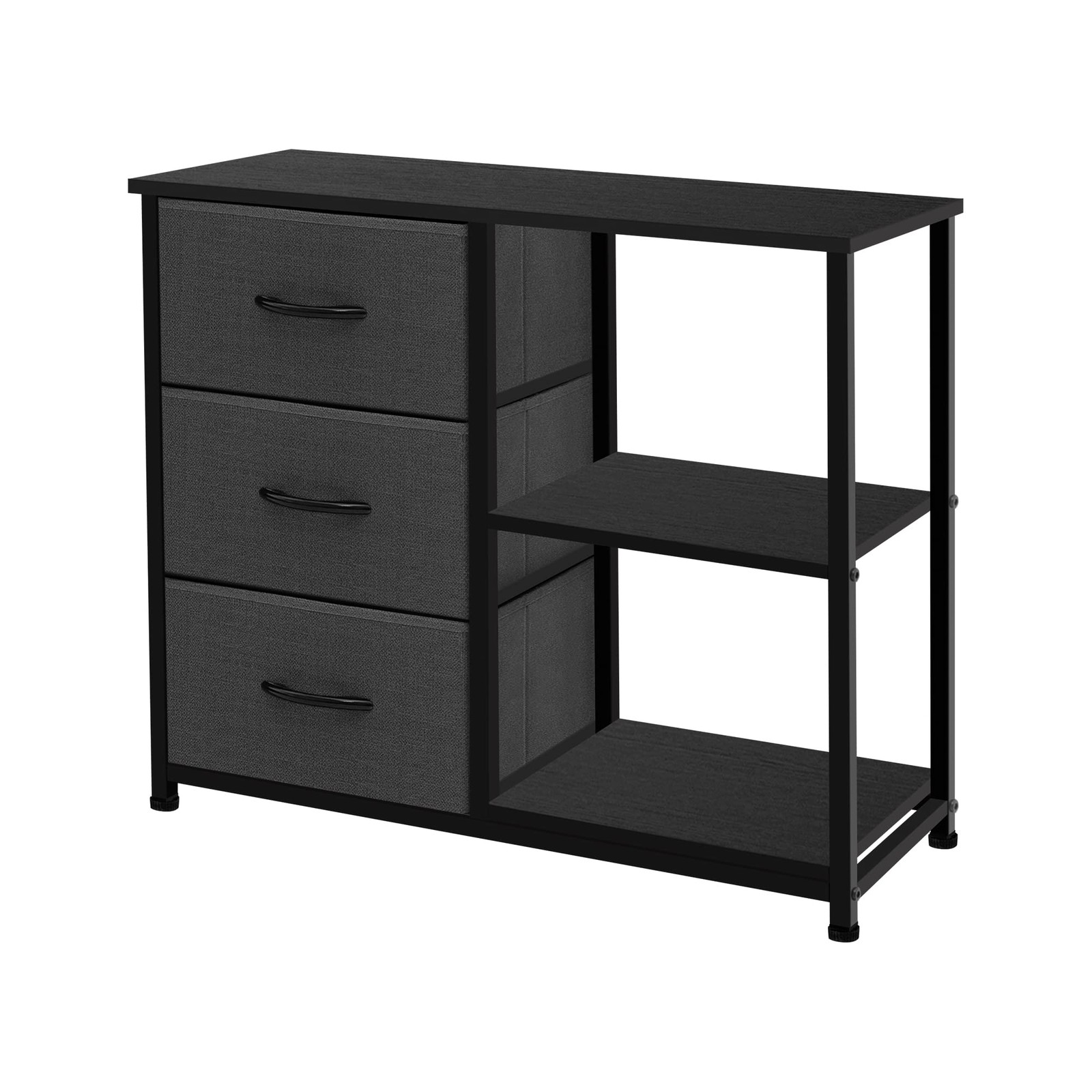 Rustic Brown 4-Drawer Fabric Dresser with 2 Shelves for Storage Organization
