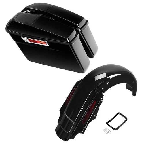 Hard Saddlebags 6 x 9" Speaker Lid LED Rear Fender Fit For Harley Touring 93-08