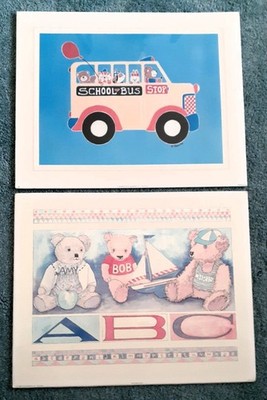 1990s TWO Nursery Prints Rasche & Art Resources 16x20 Cardboard Back, Sealed VTG