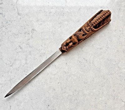 Vintage Lono Hapa Wood Coco Joes Hawaii Tiki Letter Opener/stainless Steel Blade