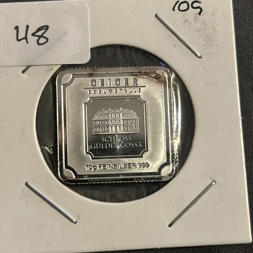 10 Gram Geiger Silver Bar Germany Bullion