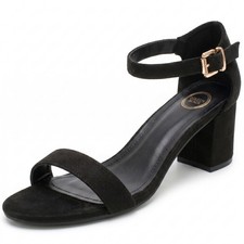 Womens Low Mid Heel Block Peep Toe Ladies Ankle Strap Party Strappy Sandals UK 3