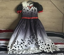 Disney Villains Girls Dress Cruella Costume Black White Red Padded Size M 8-10