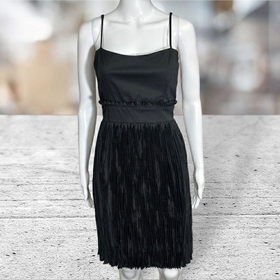 French Connection Black Crinkle Pleats Dress Dead Stock