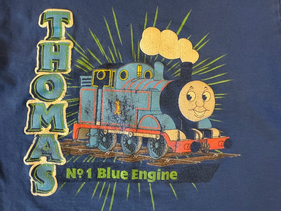 Camiseta Vintage Thomas Tank Engine Azul Niño Pequeño 3T Dibujos Animados Años 90 Y2K Kidcore Foto 2 de 4