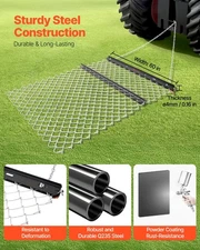 New Drag Harrow, 4 x 5 ft Chain Harrow - Made from Q235 Steel, UTV Tractor Atta