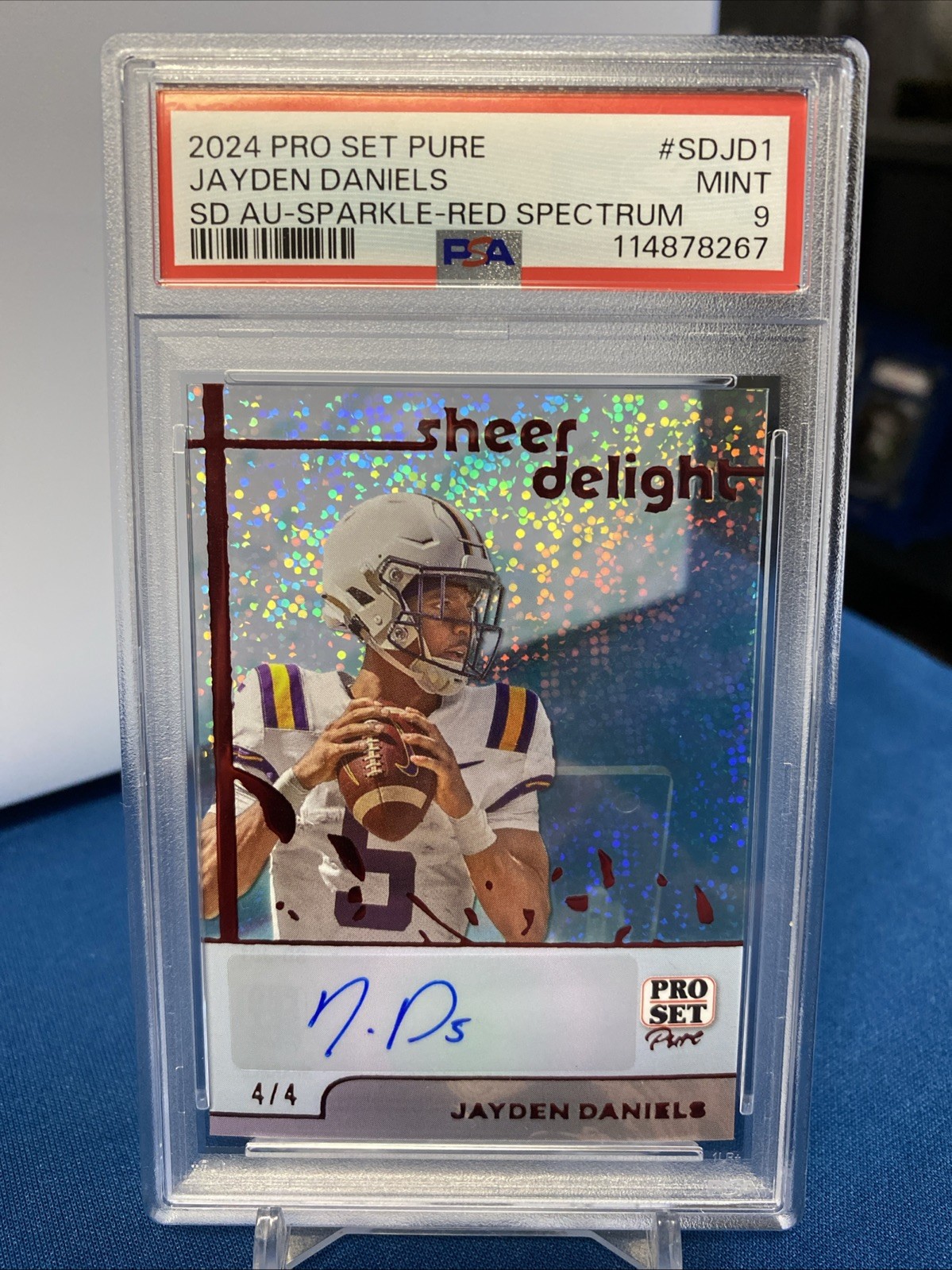 Jayden Daniels Leaf Pro Set Pure Sheer Delight Autographs #SDJD1 Sparkle-Red Spectrum