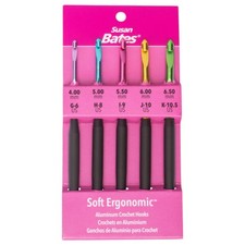 Susan Bates Silvalume Soft Ergonomic Crochet Hook Set Sizes G6/4mm to K10.5/6...