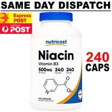 Nutricost Niacin Vitamin B3 500 mg 240 Capsules  MEGA VALUE PACK FREE AU POST !