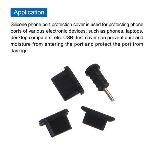 40 pièces capuchons de couverture de conduit de port téléphone, prise audio USB C/Micro USB/3,5 mm, noire - Photo 4 sur 7