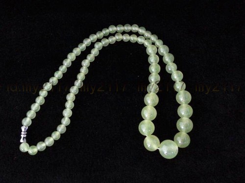 6-14mm Natural Light Green Prehnite Round Beads Gemstone Necklace 17 Inch - Picture 2 of 3