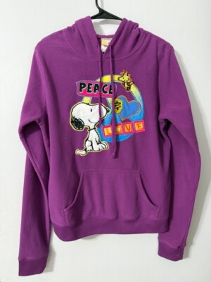 Snoopy & Woodstock Fleece Hoodie Embroidered Pullover- Size  L Teen/M Women's