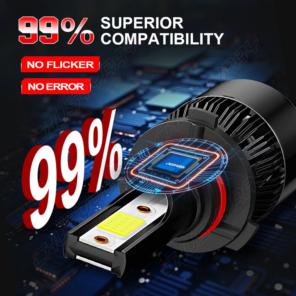 For Cadillac Eldorado 1992-2002 LED Headlight Hi-Low Beam + Fog Lights Bulbs - Image 4 of 4