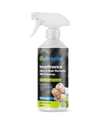 BioBreeze Incontinence Odour & Stain Remover Spray With Bio Enzymes Human Uri...