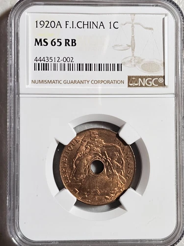 French Indochina 1 Cent 1920A NGC MS 65 RB