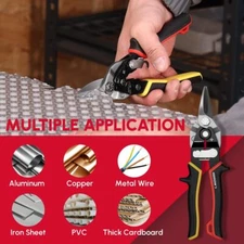 ARROW 8-inch Tin Snips for Cutting Metal Sheet CR-V Steel Aviation Snip Straight