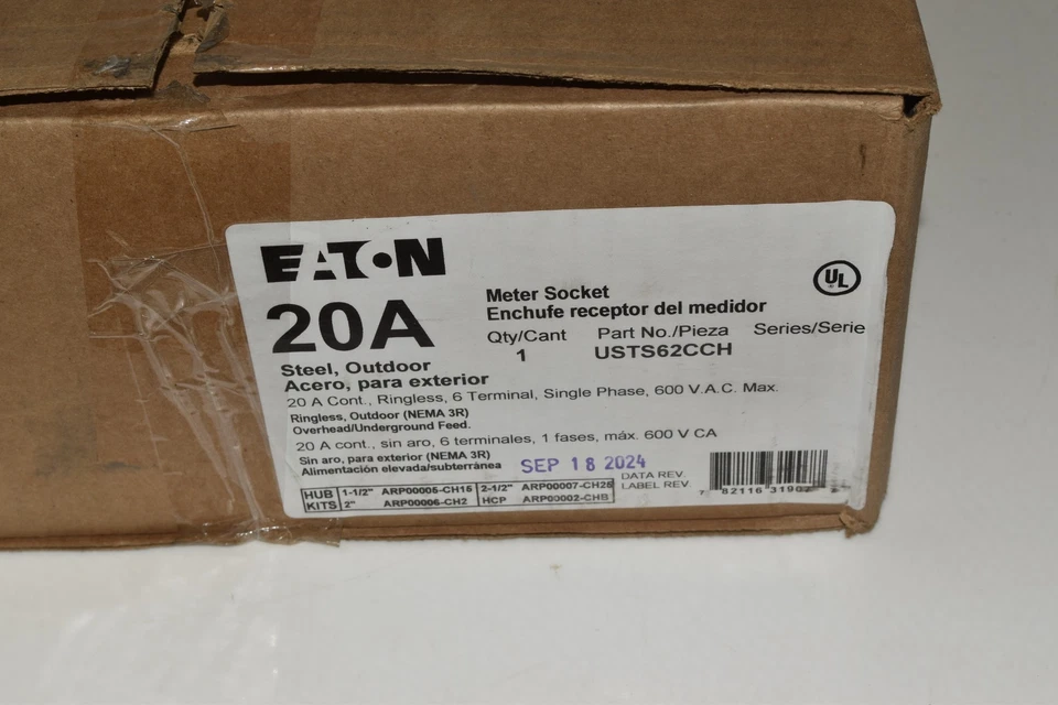 *AH* Eaton USTS62CCH :: Meter Socket, 20A, 600V - NEW  (VSP20) - Image 2 of 3