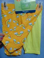 Girl's 2 Pack Biker Shorts Size 5/6 Orange w/ Clouds  Solid Yellow NWT
