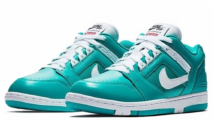 Nike SB x Supreme Air Force 2 basse « sarcelle » neuve émeraude/blanche taille 8,5 NEUF