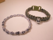 2 lot Skull Beads Halloween Costume Vintage Bracelets