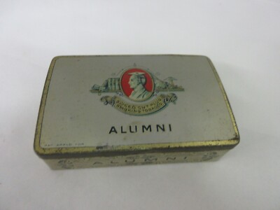 VINTAGE ADVERTISING ALUMNI CONCAVE  EMPTY   TOBACCO TIN  132-