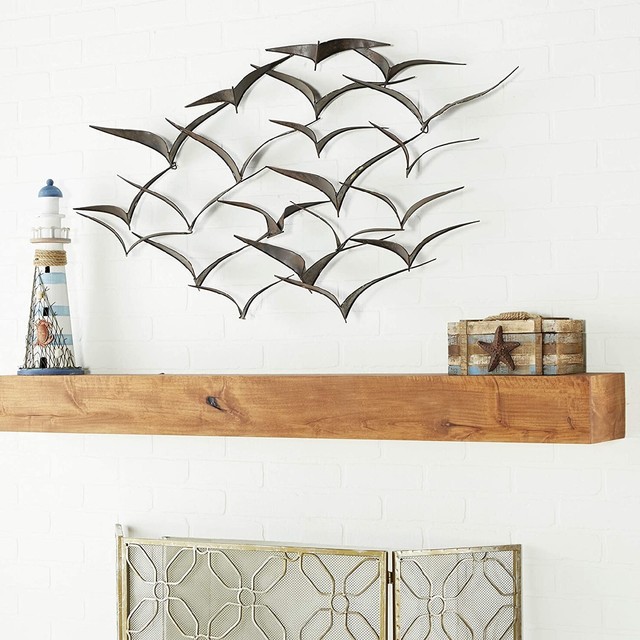 Beach Theme Metal Wall Art Display Flying Birds Sculpture Hanging Home Decor eBay