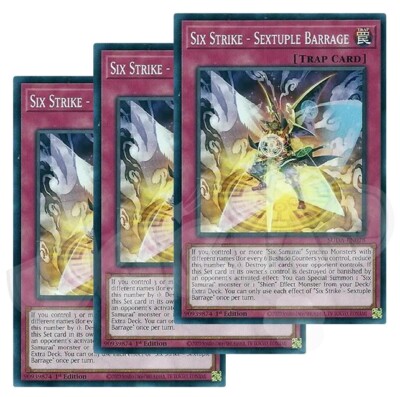 Yugioh - Six Strike - Sextuple Barrage x 3- 1st Edition NM - Plus Free Holo Card