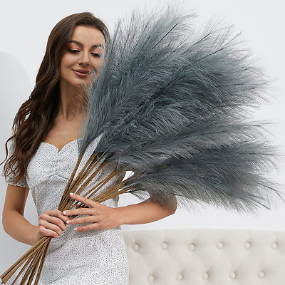 FOTEEWL 8 PCS Faux Pampas Grass Decor 38''/3.1FT Tall Fake Pompas Floral Large Ar