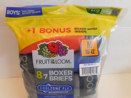 Fruit of the Loom Boy's 8 Pack Assorted Boxer Briefs Size M 10-12 - Picture 2 of 7